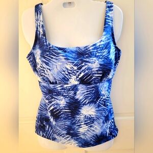 Lands' End Women's Tie-Dye Blue One Piece Swimsuit